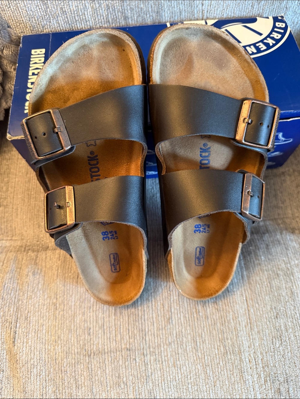 Birkenstock Arizona Two-Strap Sandals in Brown - soft footbed